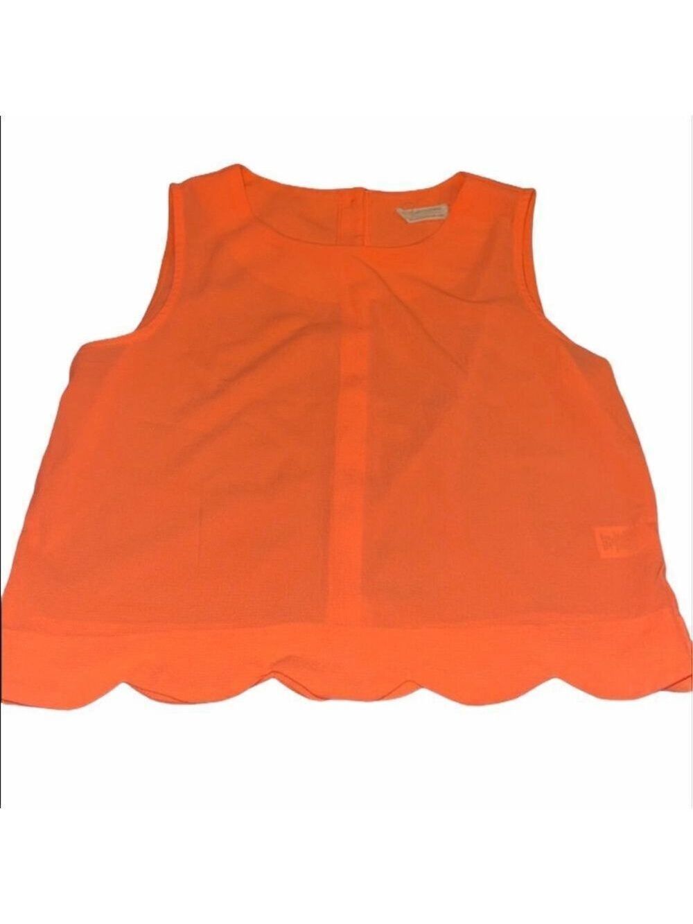 NECESSARY Clothing | Neon Orange Scalloped Crop Frilly Summer Tank - Picture 1 of 6